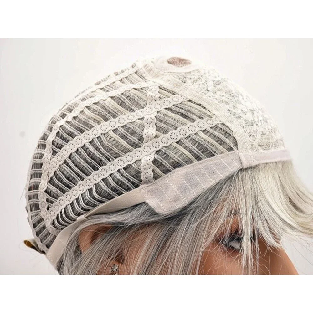 TANDI Wig by Envy, Envyhair Human Hair/Synthetic Blend, Medium Grey, NEW